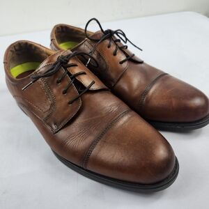 Florsheim Mens 12EEE Comfortech Brown Leather Cap-Toe Oxfords Dress Shoes